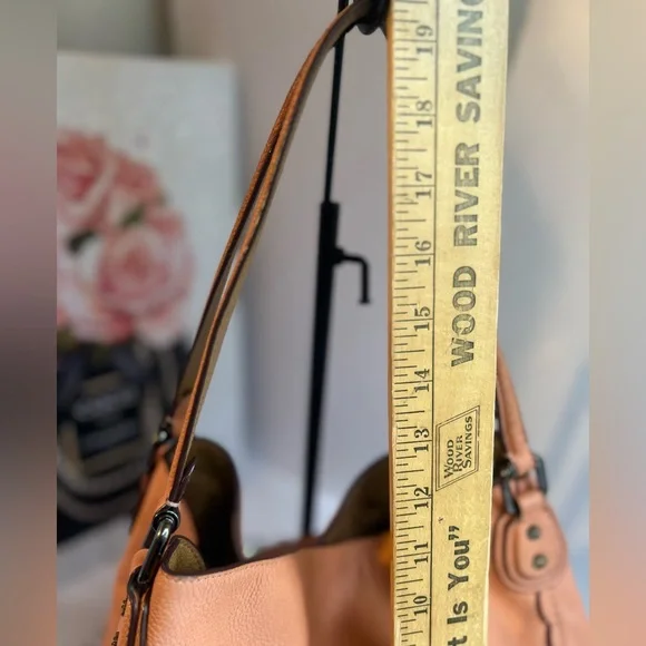 Coach Edie salmon Scalloped Pebble Leather Shoulder Bag - Picture 10 of 16